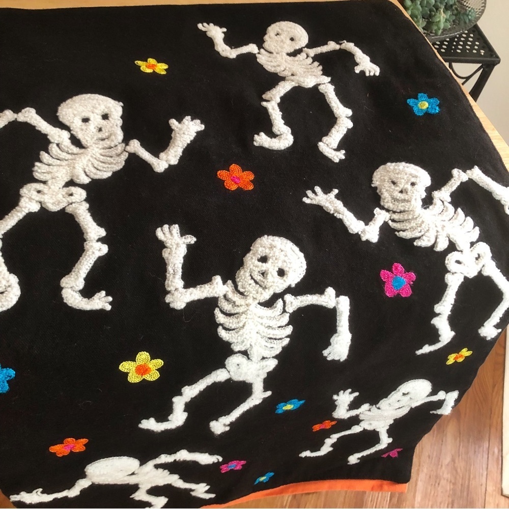 Novogratz Dancing Skeleton Embroidered Table Runner Dia de los Muertos 68”L - Picture 5 of 11